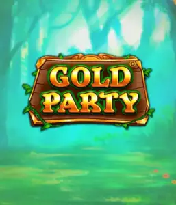 Step into the magical forest of the Gold Party game by Pragmatic Play, highlighting a charming wooden sign decorated with golden letters. The setting is a green forest which adds a mystical touch to the overall ambiance. Ideal for fans of nature-themed slots, providing a captivating escape. 